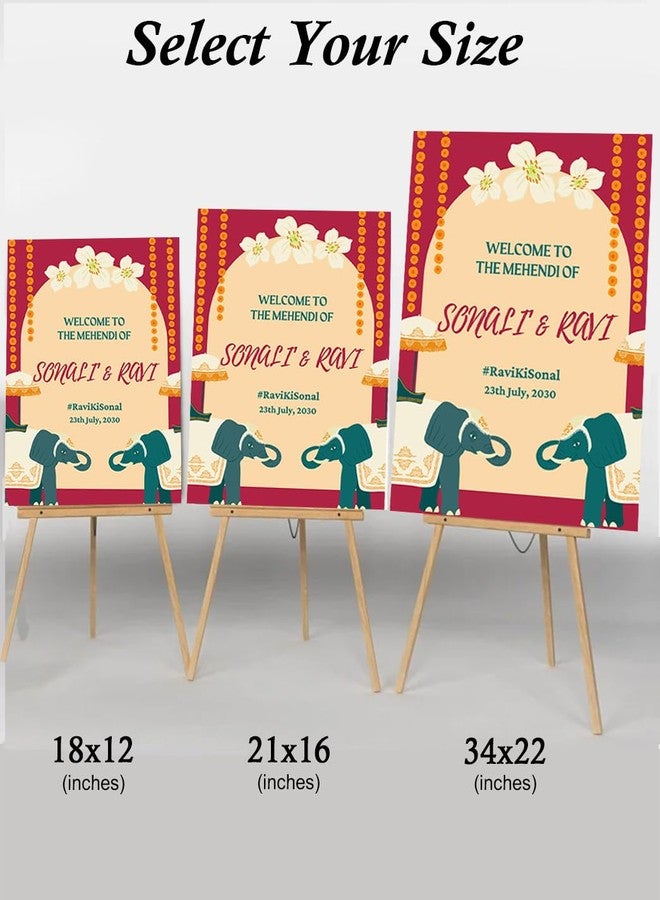 ثيم ماي بارتي لوحة ترحيب مخصصة لحفل الحناء الهندي التقليدي - لوحة ترحيب لحفل الحناء الهندي قبل الزفاف - لوحة ترحيب لحفل الحناء الهندي - Image 4